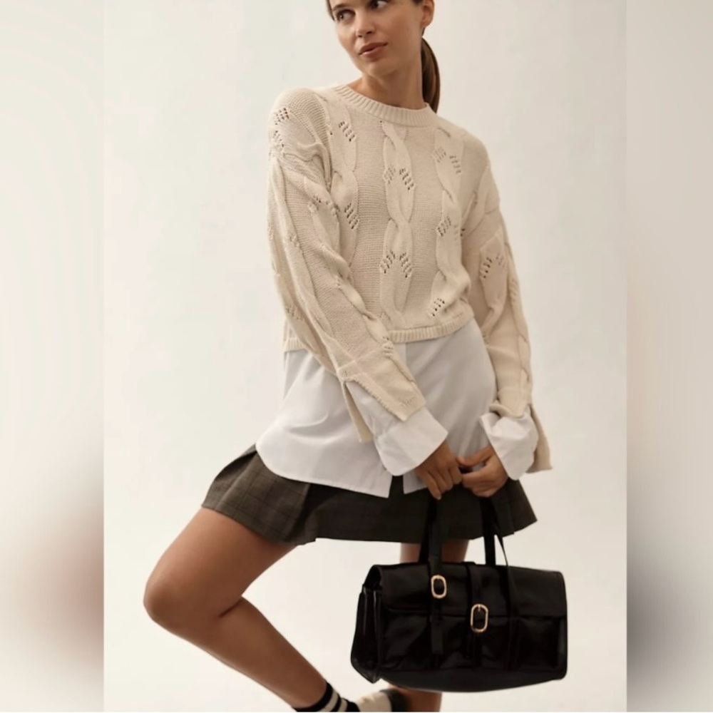 Anthropologie Pilcro Cable Twofer Sweater
